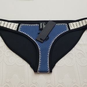 44B Triangl Dark blue denim/white crochet bottoms